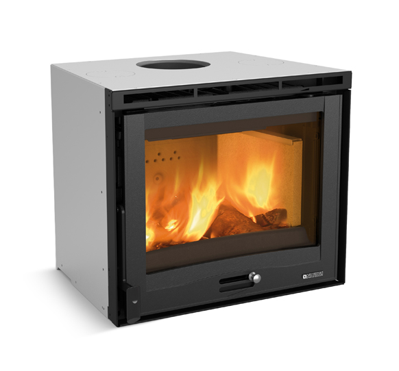Zestaw kominek powietrzny stalowy KRATKI LUCY BLACK 12 kW Ø 200 z akcesoriami inserto60 4.0 scont - Zestaw kominek powietrzny stalowy KRATKI LUCY BLACK 12 kW Ø 200 z akcesoriami